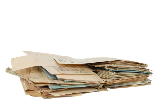 stack of old document isolated