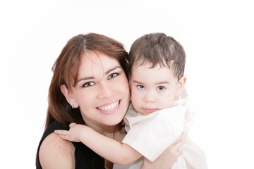 picture of happy mother with adorable son (focus on woman)