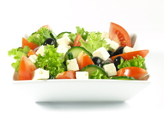 Greek salad on isolated background
