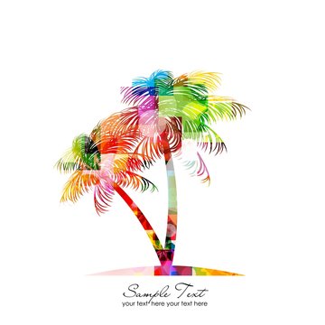 abstract colorful vector palm tree
