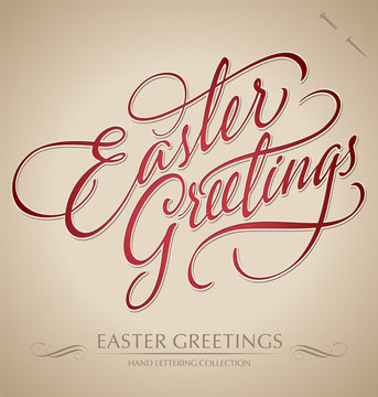 'easter greetings' hand lettering (vector)