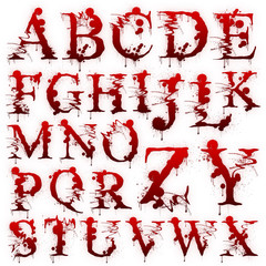 Set of Bloody letters isolated on a white background