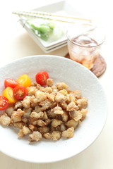 Japanese food, deep fried of chicken bone