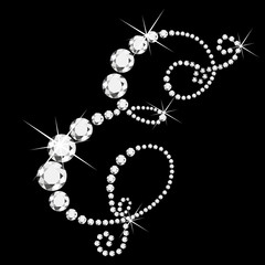 E italic letter with diamonds
