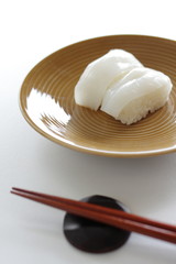 Fototapeta na wymiar Japanese cuisine, squid sushi