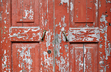 Peeling Wooden Door Close-Up