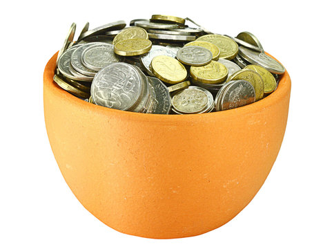 two pots of coins