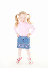 pretty little girl with pigtails