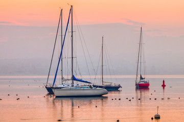 Sunrise and Sailboats