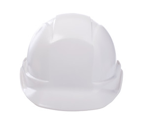 Plastic safety helmet on white background