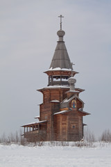 wooden church in the winter