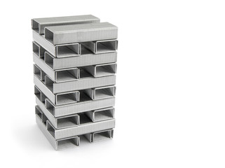 stacked staples like a building with clipping path