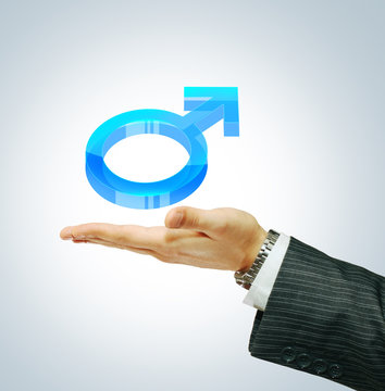 Men sign icons on hend