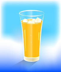Glass of range juice with ice