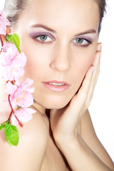 Model Frau Gesicht Kosmetik Poster Nahaufnahme