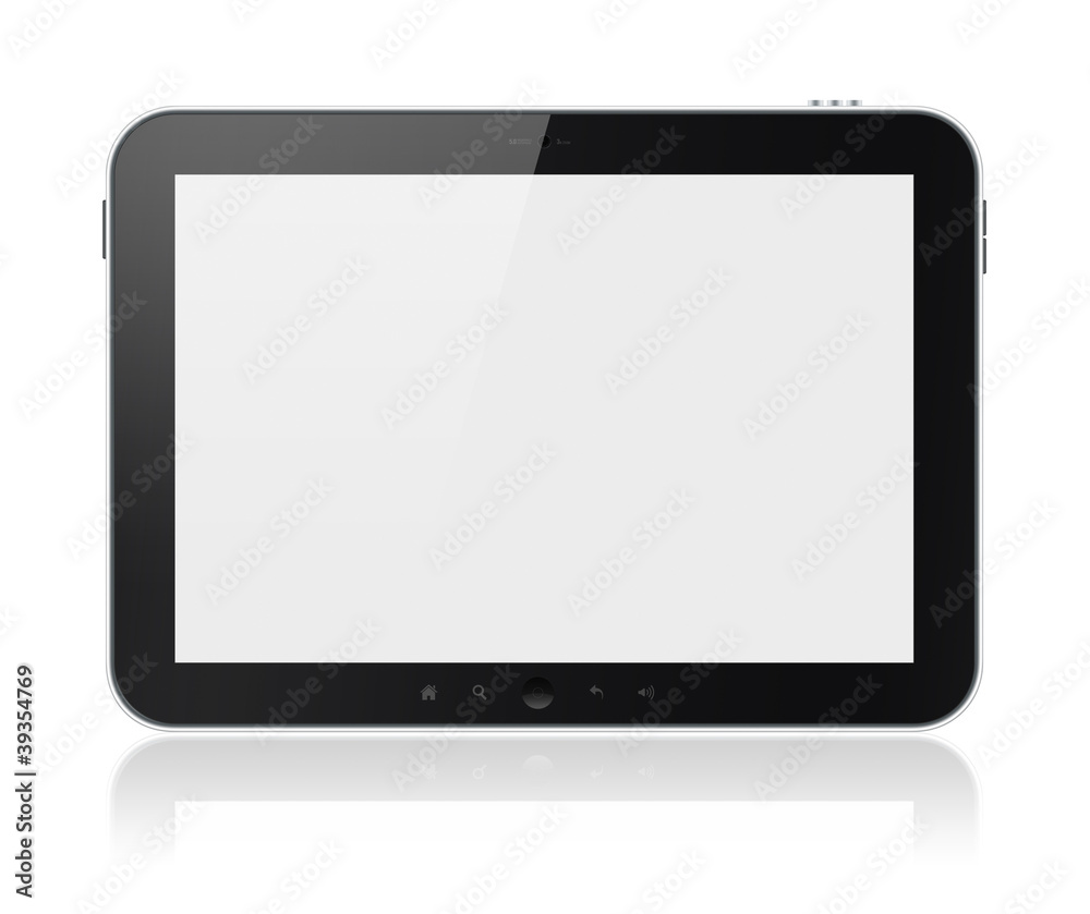 Poster tablet computer with blank screen isolated