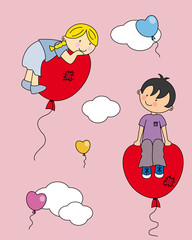 Niños enamorados. Primer amor
