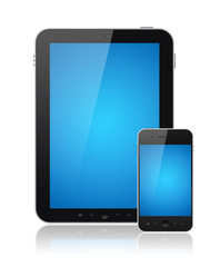 Digital Tablet PC With Mobile Smart Phone Isolated