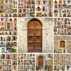 Fototapeta na wymiar Kolaż z wielu zdjęć retro drzwi z Włoch, Europ