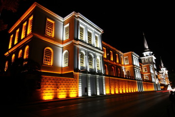 Building with lights in night