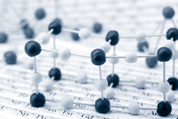 Periodic table of chemical elements with molecule
