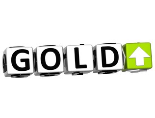 3D Gold Button Block cube text