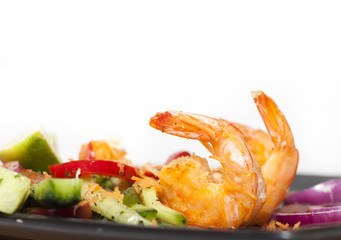 Green salad with shrimps - healthy eating concept