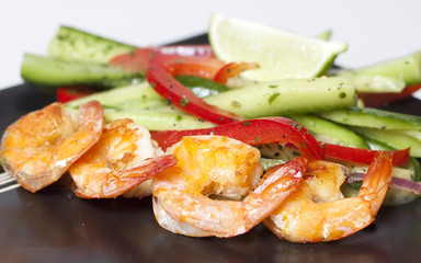 Green salad with shrimps - healthy eating concept