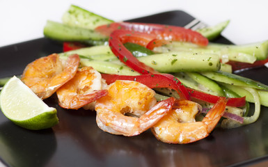 Green salad with shrimps - healthy eating concept