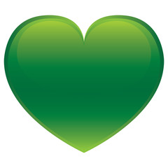 Green glossy vector heart isolated on white