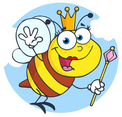 Happy Queen Bee Cartoon Character