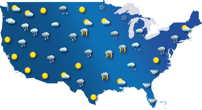 Weather map of the United States