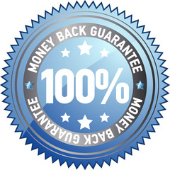 100% money back guarantee label