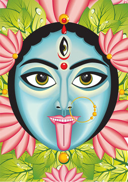 Kali - Indian Goddess face. Stock Illustration | Adobe Stock