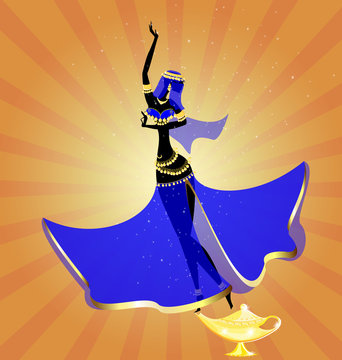 two oriental dancing girl