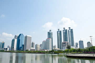 Fototapeta na wymiar The high-rise buildings in downtown Bangkok Thailand