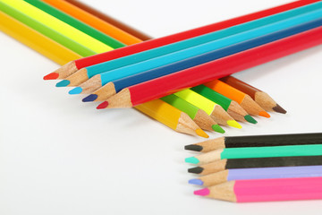 arranged wooden color pens