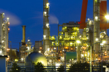 Oil refinery on a night