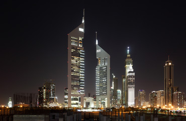 Naklejka premium Dubai Dowtown at ngiht, United Arab Emirates