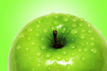 Fresh apple with water droplets
