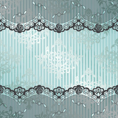 Silver and blue background with black lace