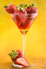strawberry and glass