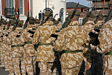 Irish Guards returning home from war