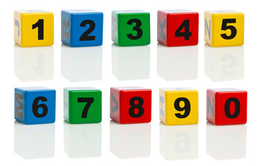 Building blocks with numbers 0 to 9