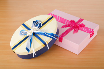 Giftbox on the wooden table