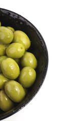 Bowl of olives isolated