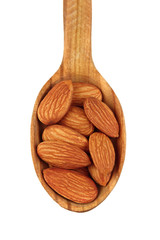 Almonds in a wooden spoon