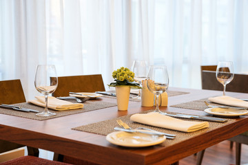Place setting in an expensive restaurant