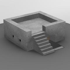 3d render of military bunker