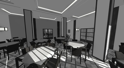 3d render of restaurant interior
